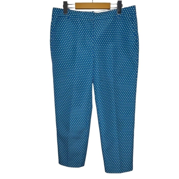 J. Crew Cafe Capri Polka Dot Pants Colorful Bright Blue Preppy Spring Summer - Picture 1 of 10